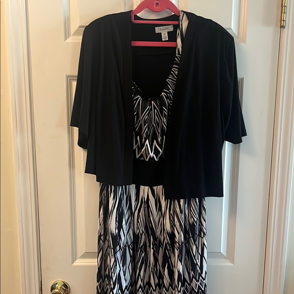 Dress Barn Black and White Patterned Dress with Jacket